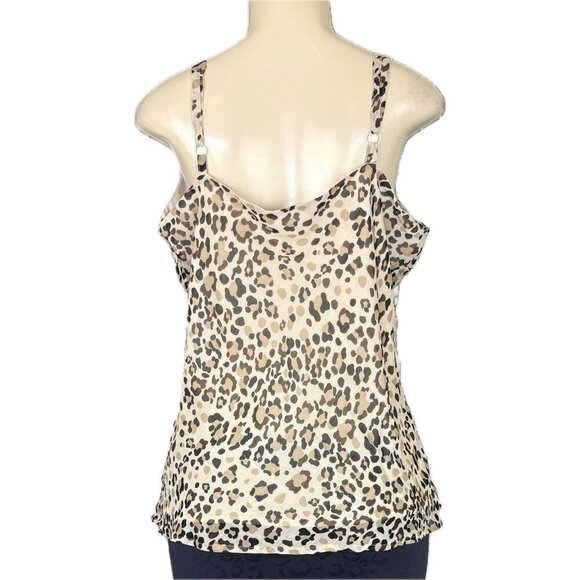 Apt 9 Beige-Brown Animal Print Tie Front Detail Lined Adjustable Strap Camisole - Picture 4 of 6